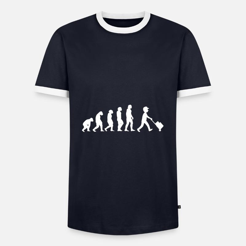 Evolution Paketbote - Männer Kontrast-T-Shirt - Navy/Weiß 