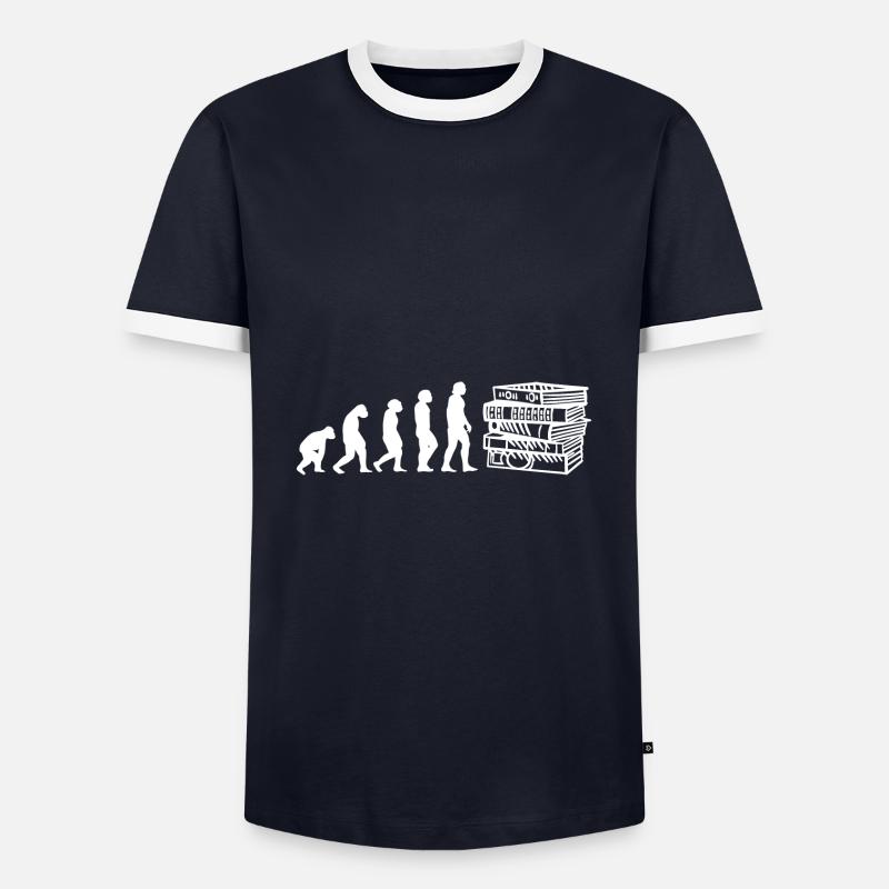 Evolution Bücherwurm - Männer Kontrast-T-Shirt - Navy/Weiß