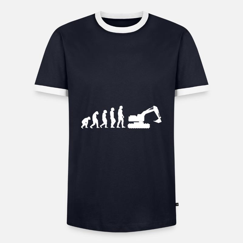 Evolution Tiefbauer - Männer Kontrast-T-Shirt - Navy/Weiß 