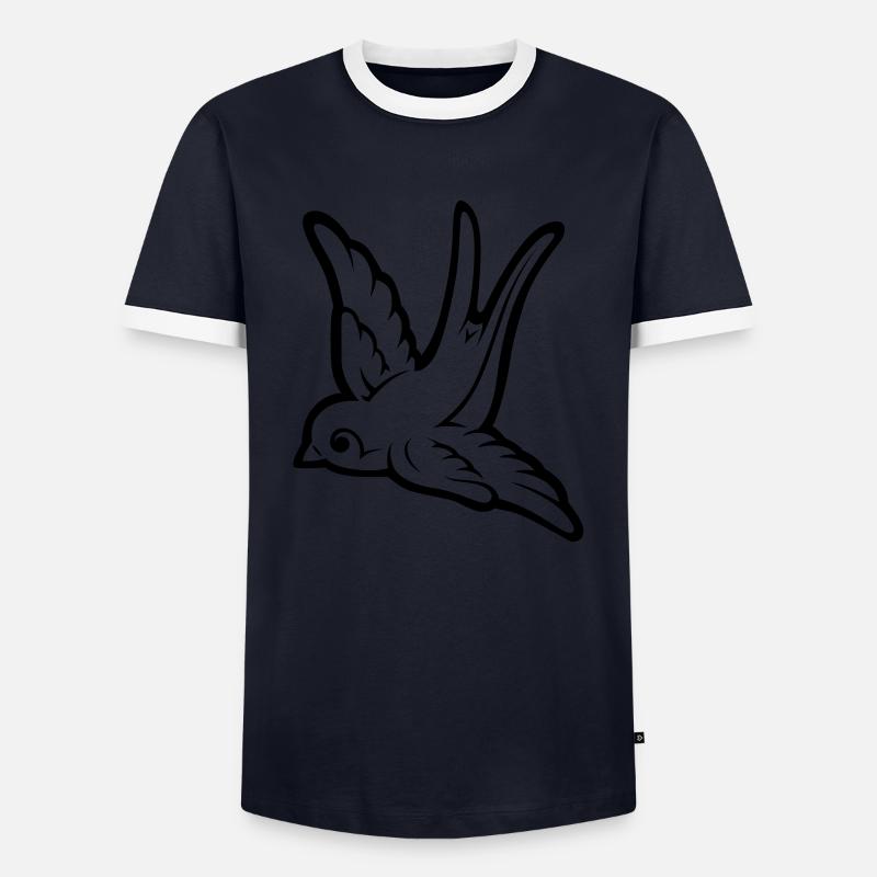 swallow - Männer Kontrast-T-Shirt - Navy/Weiß