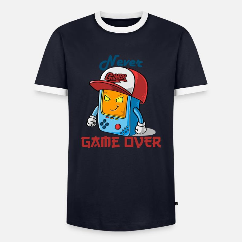 Never Game over - Männer Kontrast-T-Shirt - Navy/Weiß