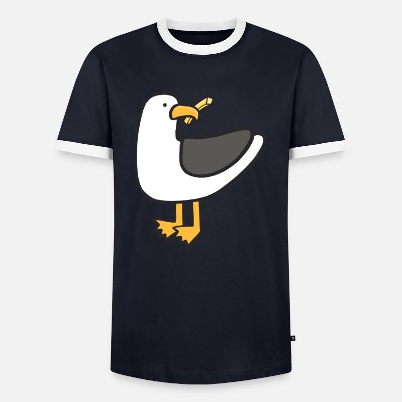 Gierige Möwe - Männer Kontrast-T-Shirt - Navy/Weiß 