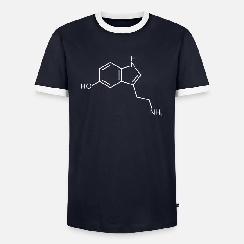 Serotonin Structure Chemistry Happiness - Men's Ringer Shirt - navy/white 