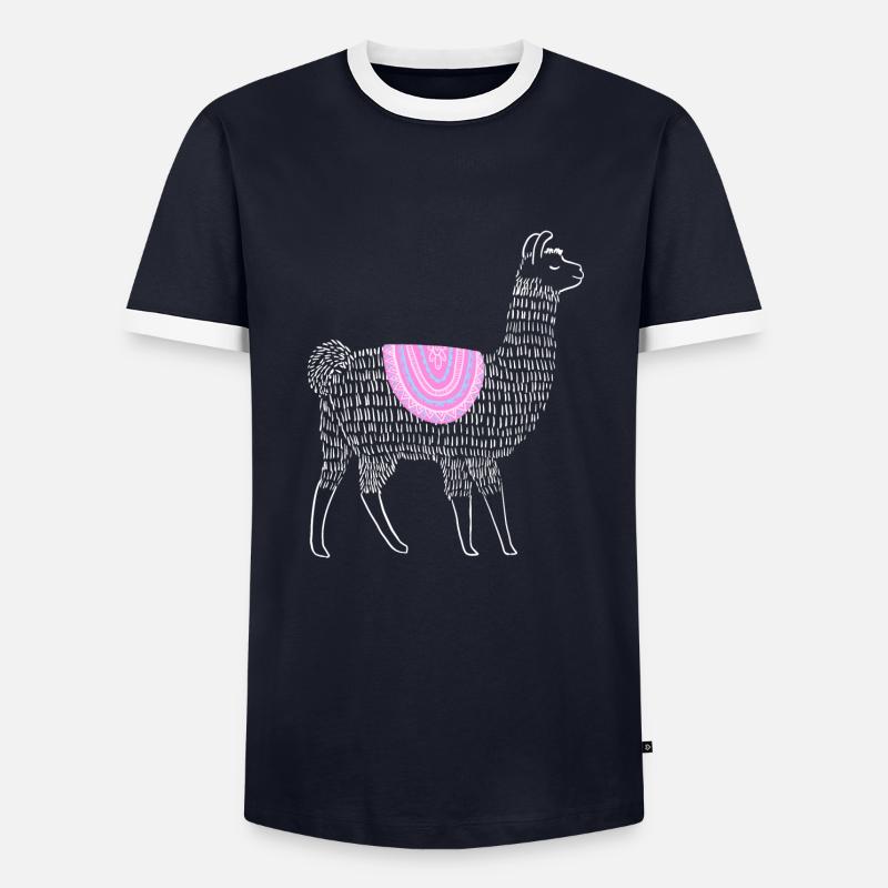 Boho Lama - Männer Kontrast-T-Shirt - Navy/Weiß 
