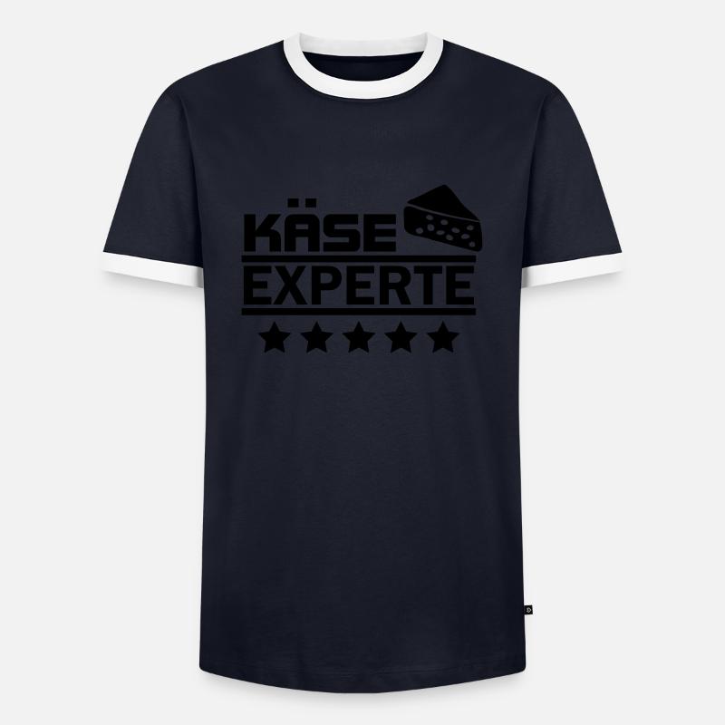 käse experte - Männer Kontrast-T-Shirt - Navy/Weiß 