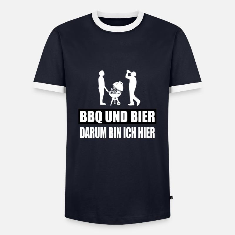 BBQ - Männer Kontrast-T-Shirt - Navy/Weiß 