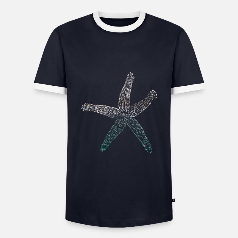 Seestern - Männer Kontrast-T-Shirt - Navy/Weiß