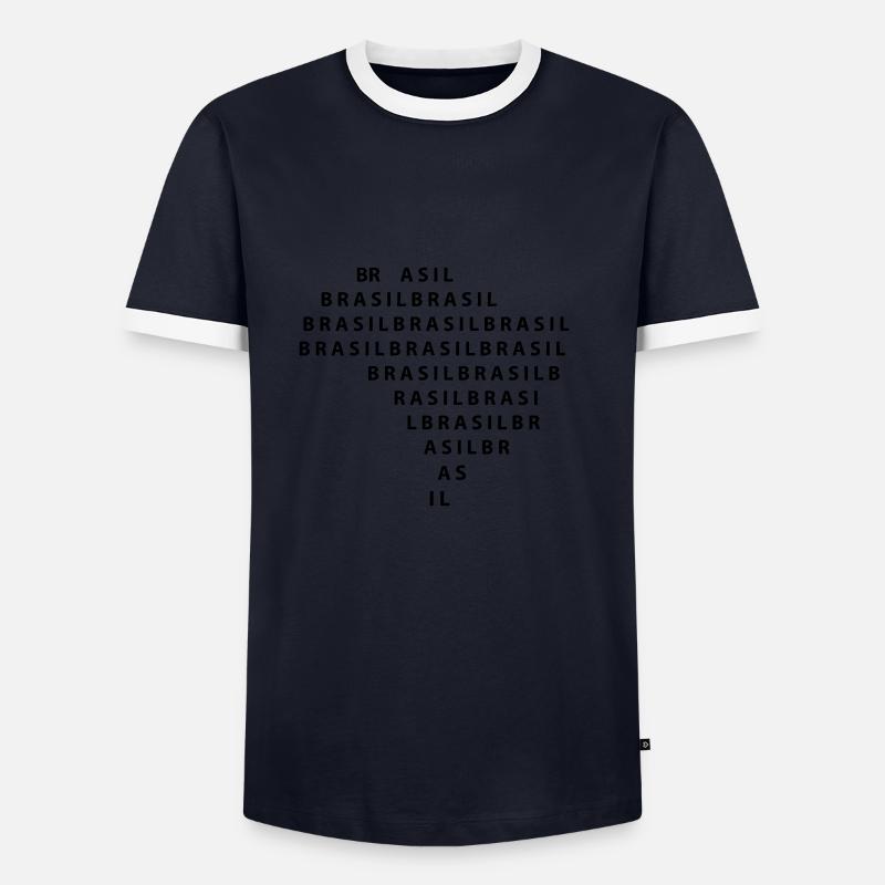 Brasilien - Brasil - Männer Kontrast-T-Shirt - Navy/Weiß