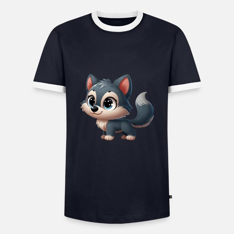 Wolf 3 - Männer Kontrast-T-Shirt - Navy/Weiß 