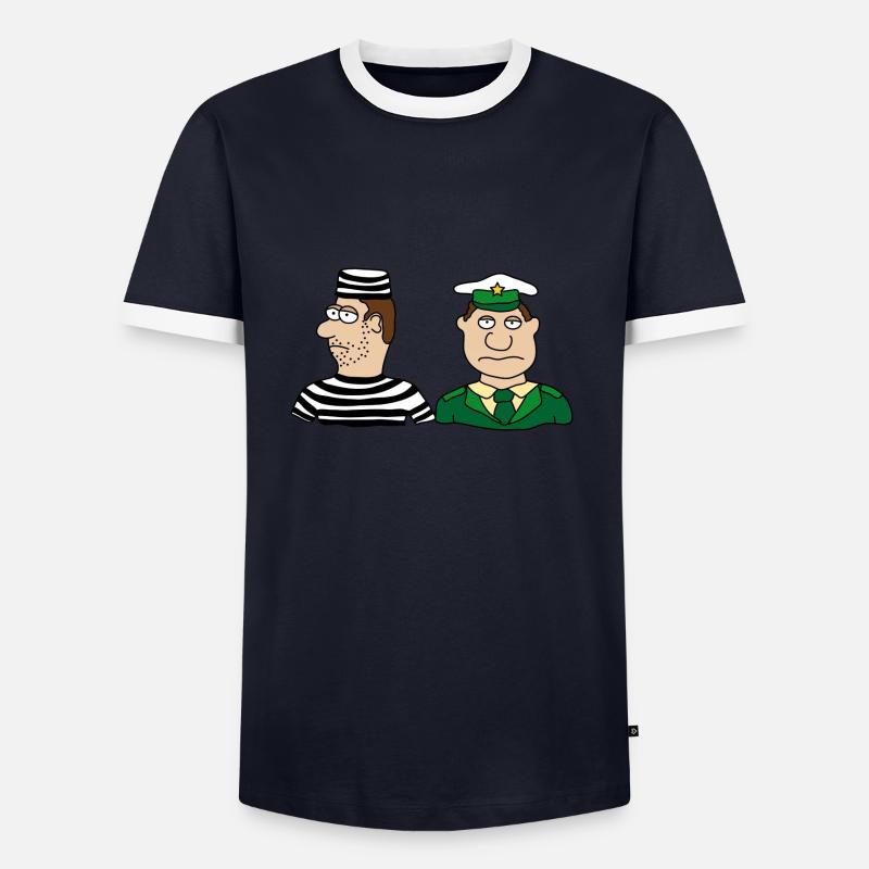 Polizei - Männer Kontrast-T-Shirt - Navy/Weiß