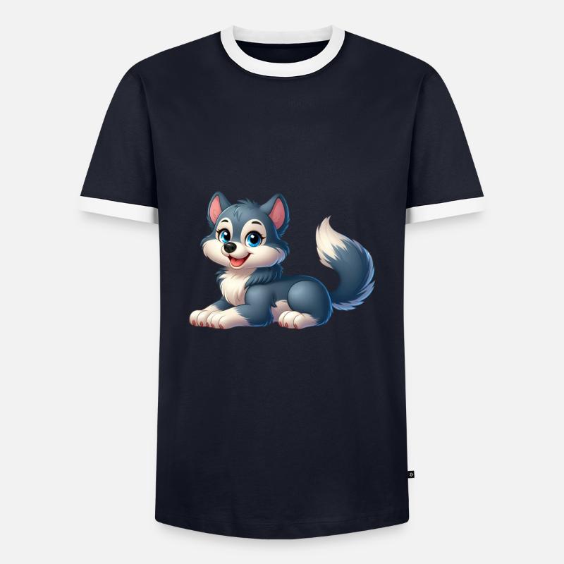 Wolf - Men's Ringer Shirt - navy/white