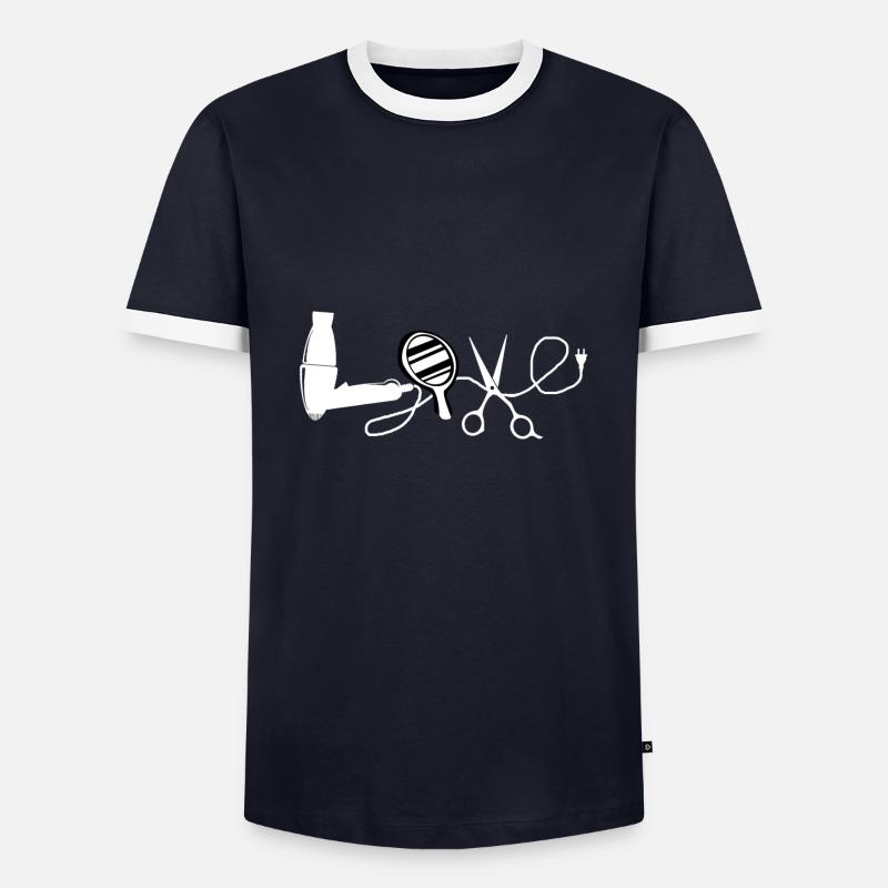 Coiffeuse Liebe Beruf Friseur Geschenk - Männer Kontrast-T-Shirt - Navy/Weiß 