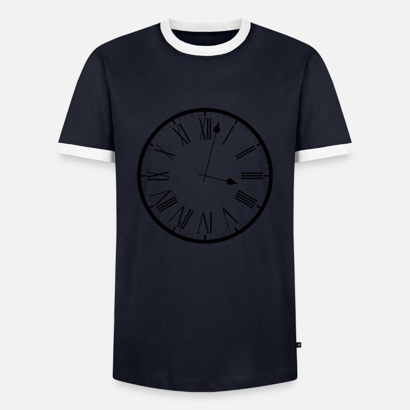 clock Uhr analog - Männer Kontrast-T-Shirt - Navy/Weiß 