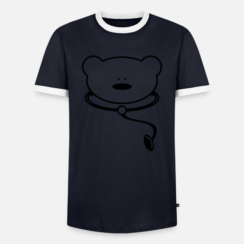 Lustiger Teddybär mit Stethoskop - Männer Kontrast-T-Shirt - Navy/Weiß