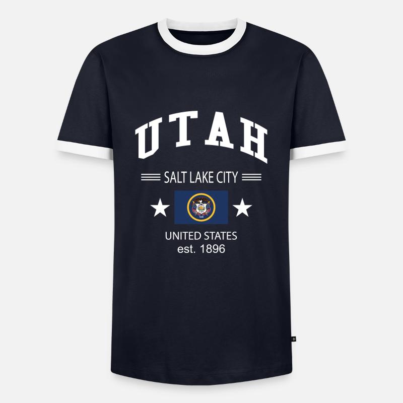 Utah - Männer Kontrast-T-Shirt - Navy/Weiß 