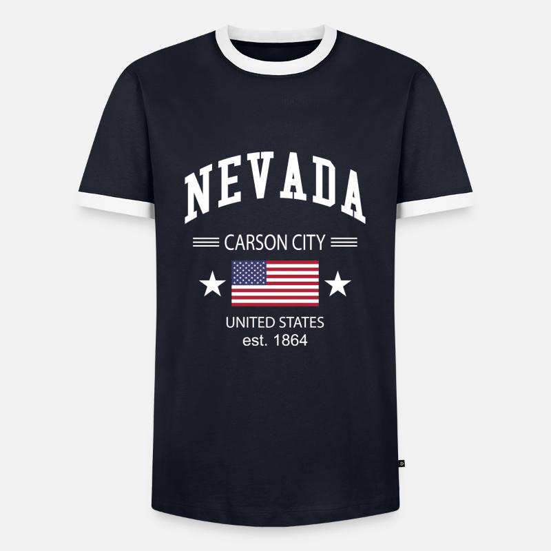 Nevada - Männer Kontrast-T-Shirt - Navy/Weiß 