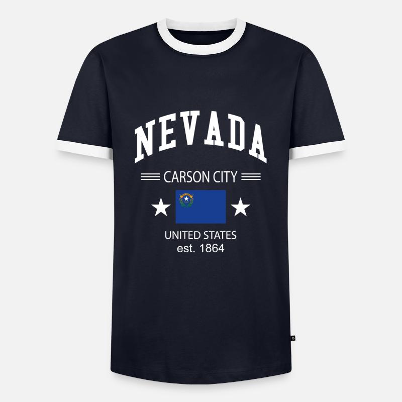 Nevada - Männer Kontrast-T-Shirt - Navy/Weiß
