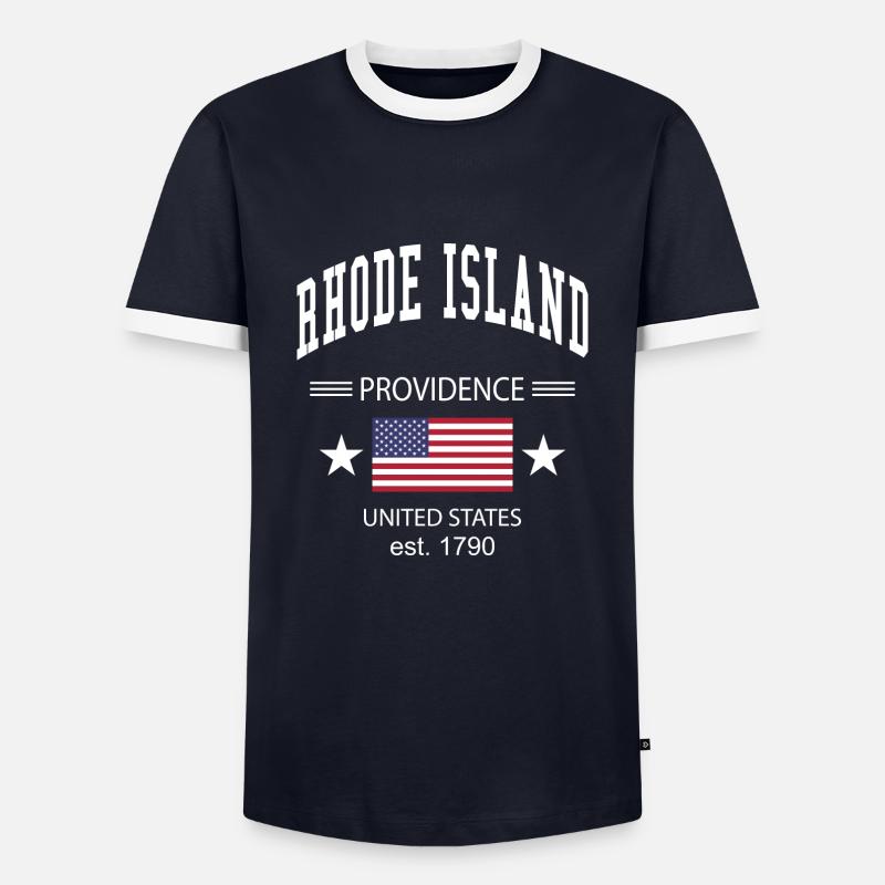Rhode Island - Men's Ringer Shirt - navy/white 