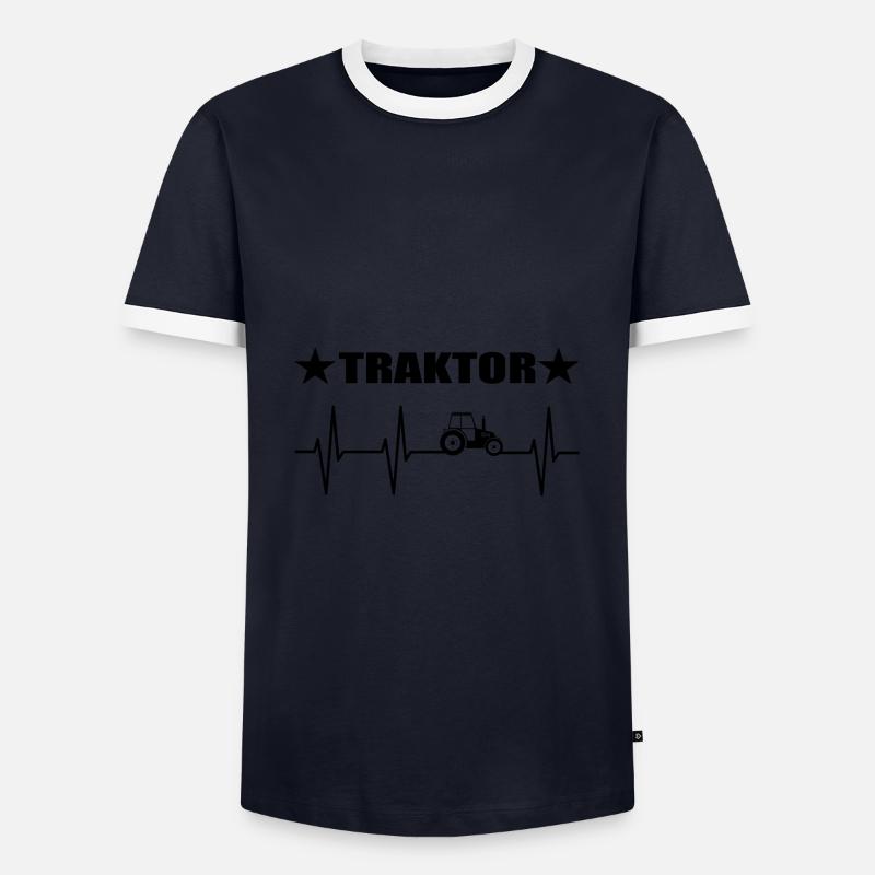 Traktor - Männer Kontrast-T-Shirt - Navy/Weiß 