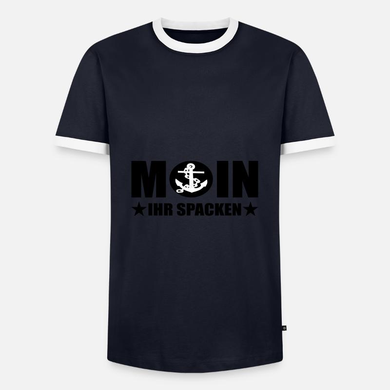 moin - Männer Kontrast-T-Shirt - Navy/Weiß 