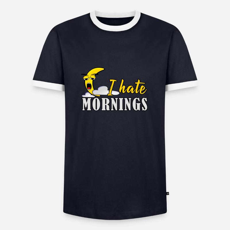 I hate mornings - Männer Kontrast-T-Shirt - Navy/Weiß 