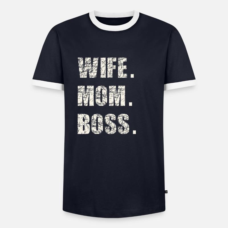 Ehefrau Mutter Chef - Männer Kontrast-T-Shirt - Navy/Weiß 