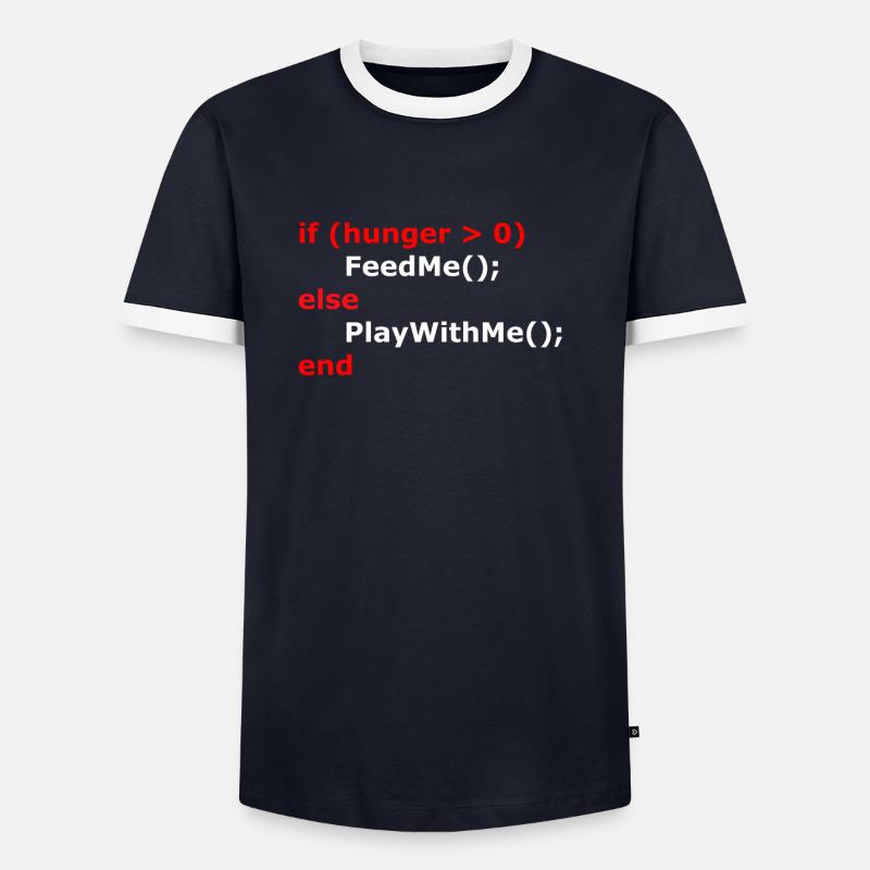 Coding If Hunger - Männer Kontrast-T-Shirt - Navy/Weiß