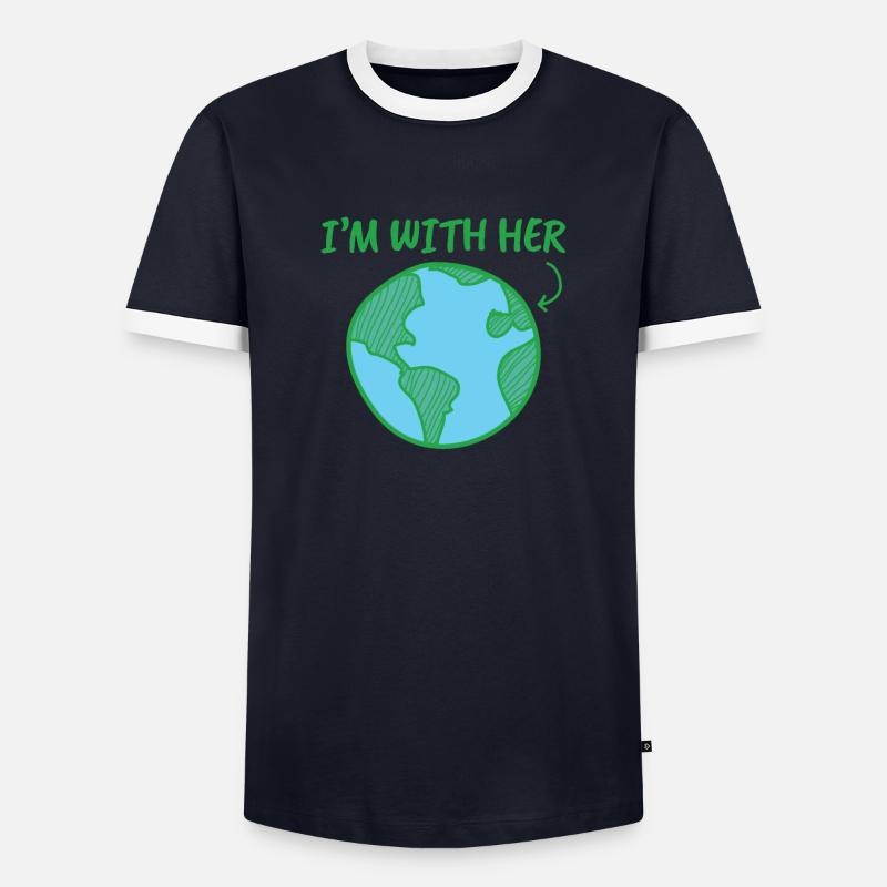 Mutter Erde - Tag der Erde - ich bin bei ihr - Männer Kontrast-T-Shirt - Navy/Weiß 