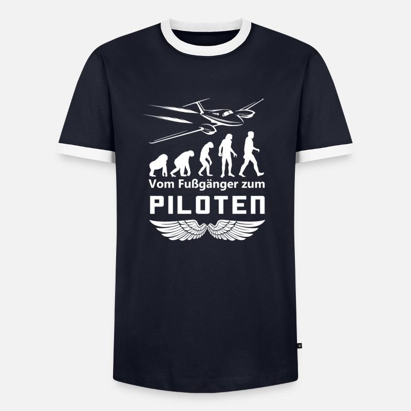Pilot Pilots Evolution Gift - Men's Ringer Shirt - navy/white