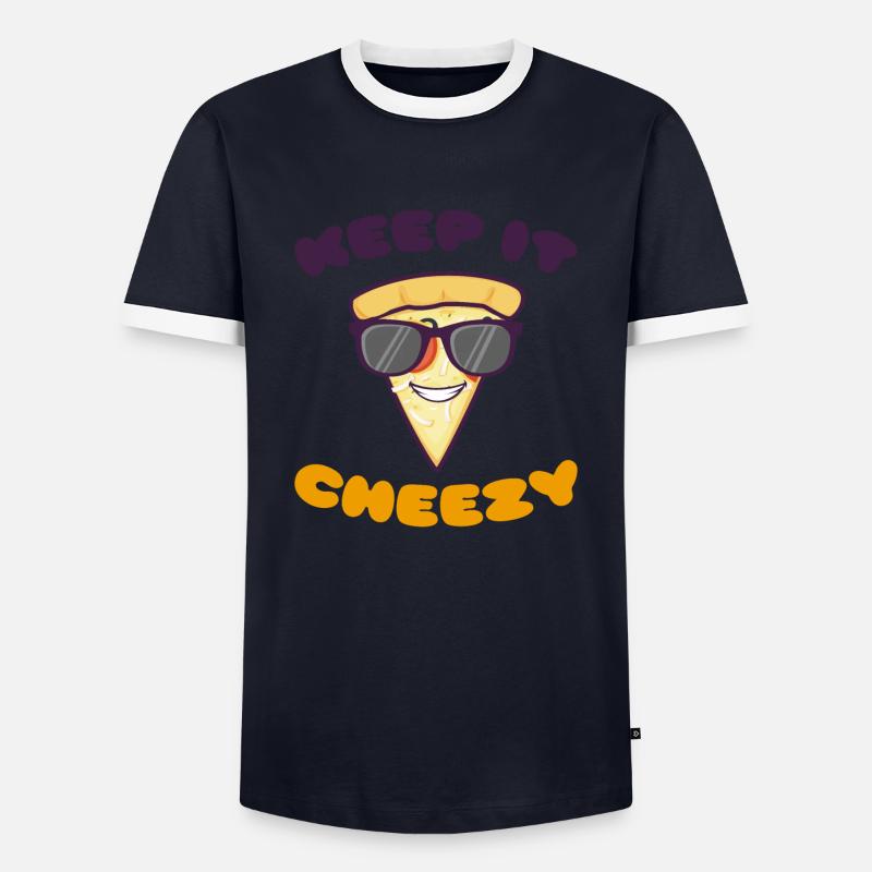 Keep it Cheezy - Männer Kontrast-T-Shirt - Navy/Weiß