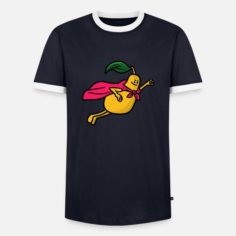 Hero Mango Held Mango - Männer Kontrast-T-Shirt - Navy/Weiß 