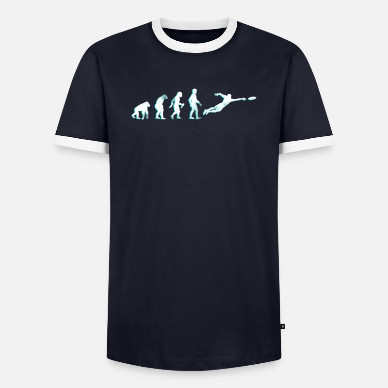 Evolution Frisbee - Männer Kontrast-T-Shirt - Navy/Weiß 
