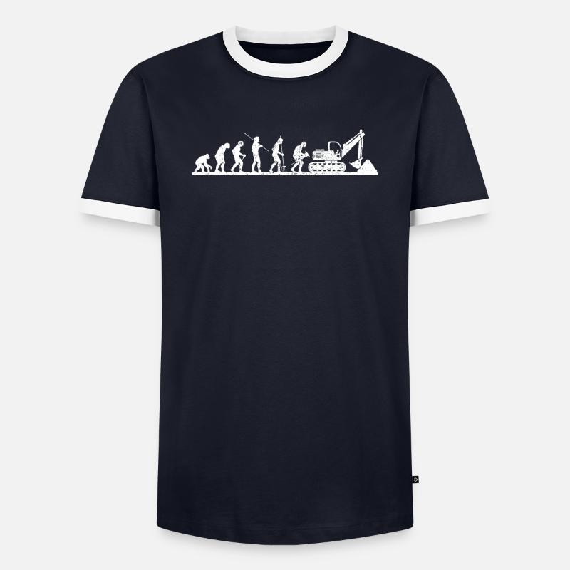 Lustiges Baggerfahrer Bagger Evolution baggern - Männer Kontrast-T-Shirt - Navy/Weiß 