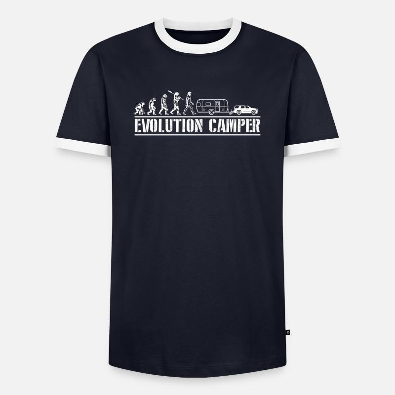Evolution Camper Camping - Männer Kontrast-T-Shirt - Navy/Weiß 