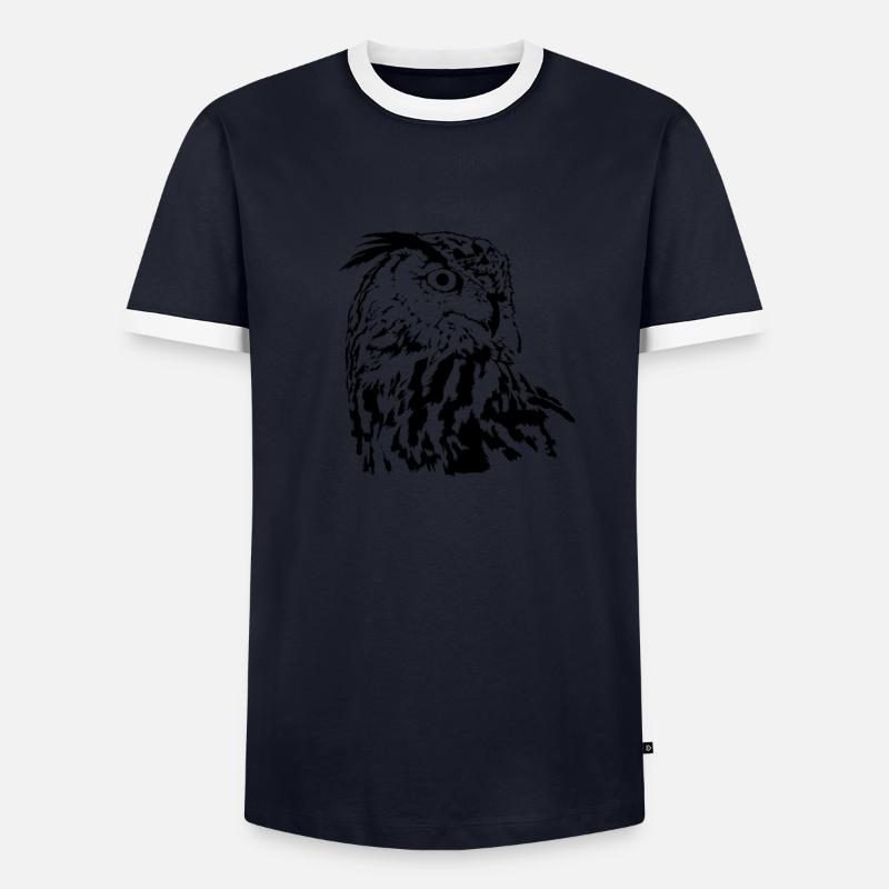 Eule - Männer Kontrast-T-Shirt - Navy/Weiß 
