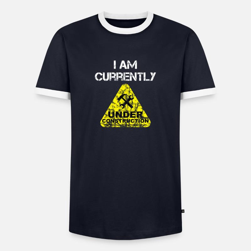 I am Currently Under Construction - Männer Kontrast-T-Shirt - Navy/Weiß 