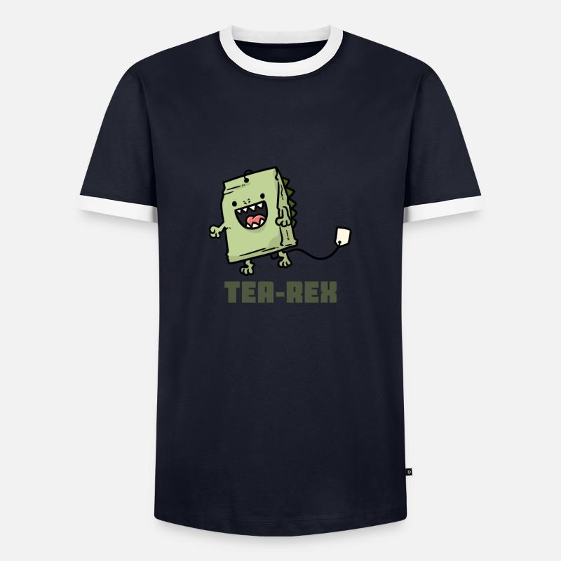 Tea Rex Tee-Rex - Männer Kontrast-T-Shirt - Navy/Weiß