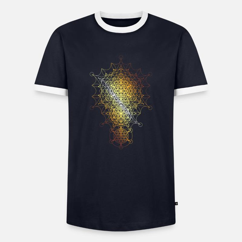 Sacred Geometry Curved Dimensions - Men's Ringer Shirt - navy/white 