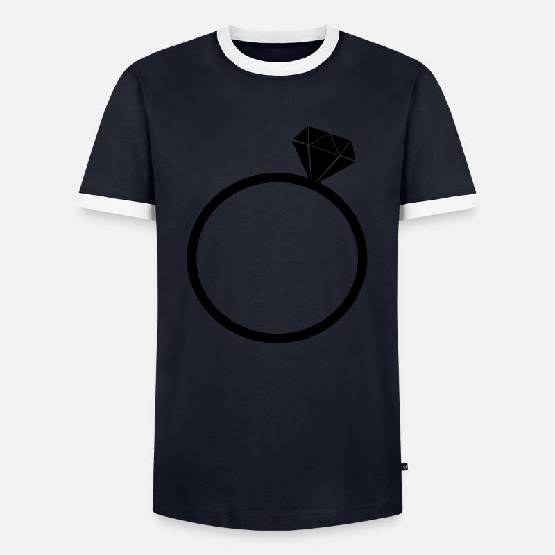 diamantring - Männer Kontrast-T-Shirt - Navy/Weiß 