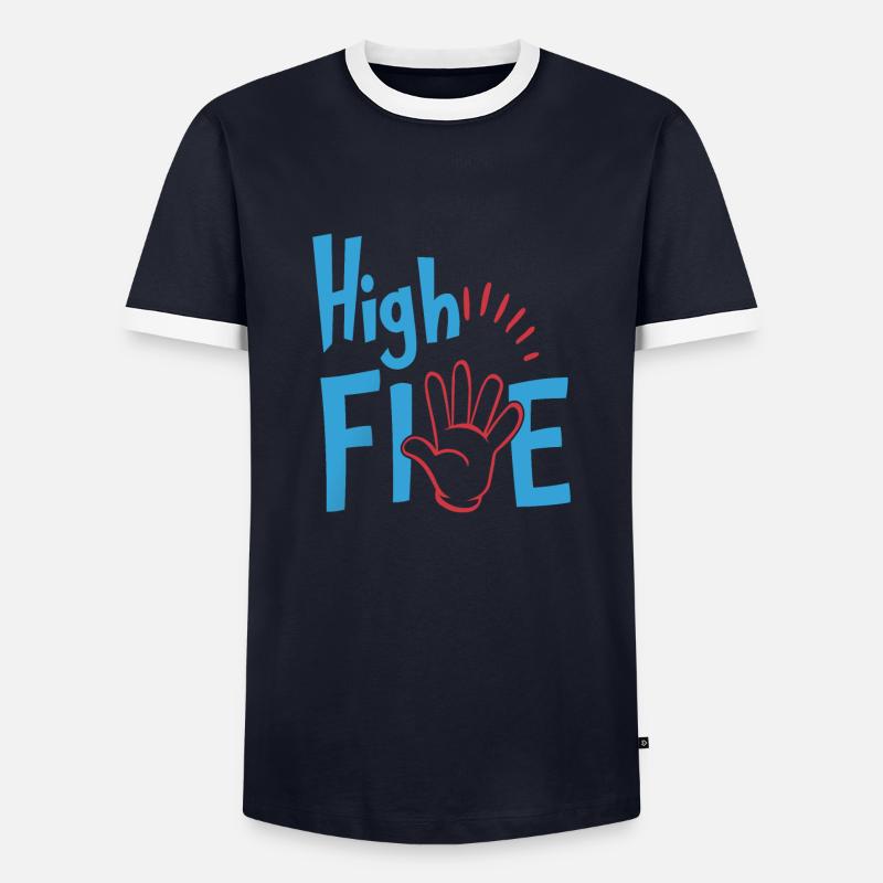 HIGH FIVE GIFT IDEA - Männer Kontrast-T-Shirt - Navy/Weiß