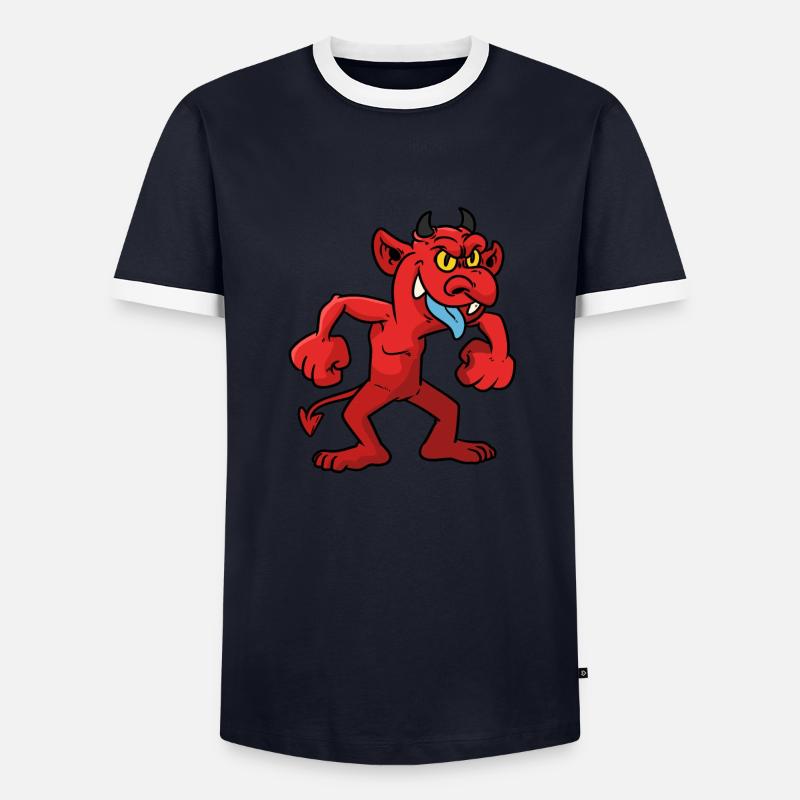 Angry devil comic - Men's Ringer Shirt - navy/white