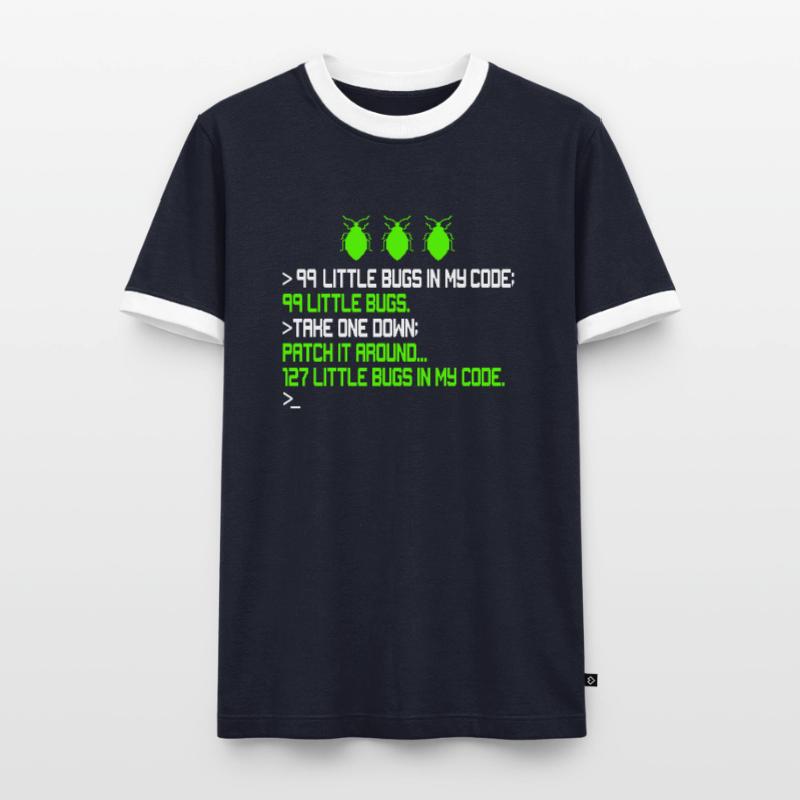 99 petits bugs dans mon code de codage de débogage Funn T-shirt contrasté Homme
