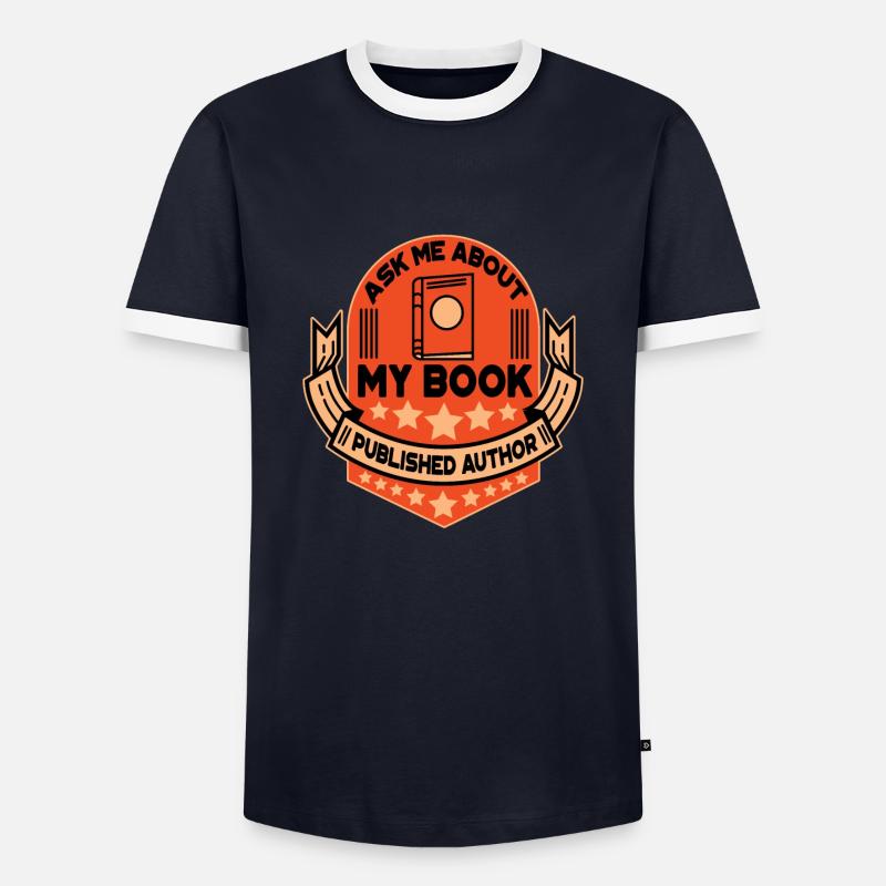 Buchauthor Buch Bücher Geschenk - Männer Kontrast-T-Shirt - Navy/Weiß 