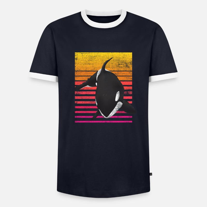 Orca Wal - Männer Kontrast-T-Shirt - Navy/Weiß