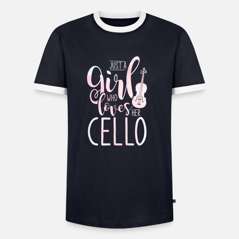 Cello Mädchen - Männer Kontrast-T-Shirt - Navy/Weiß 