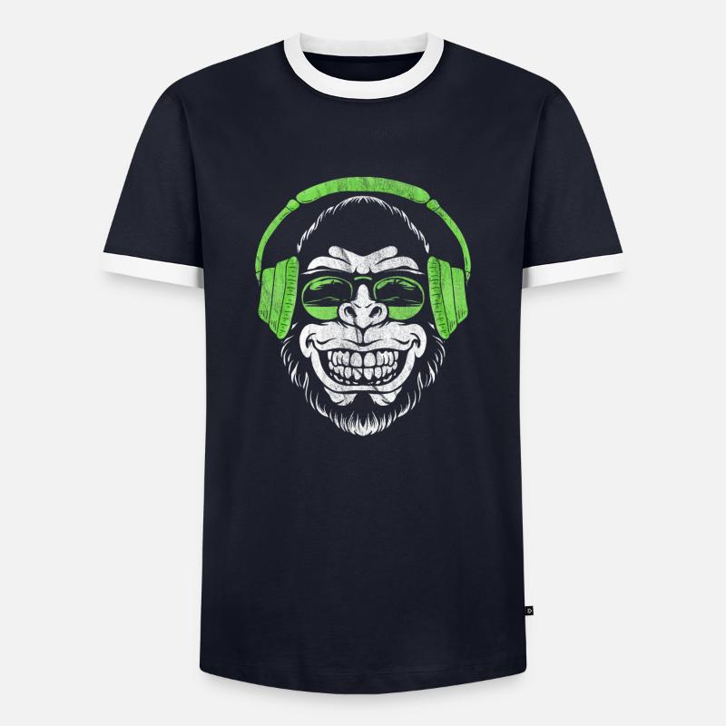 Monkey DJ monkey - Men's Ringer Shirt - navy/white 