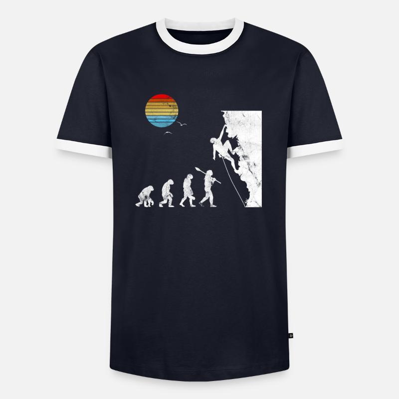 Climbing bouldering evolution - Men's Ringer Shirt - navy/white 