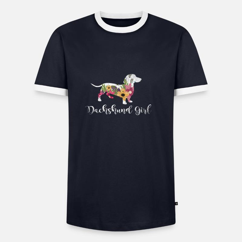 Dackel Mädchen - Männer Kontrast-T-Shirt - Navy/Weiß 