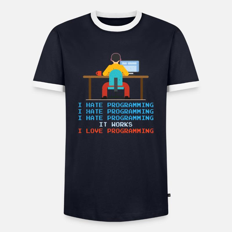 Programmierer - I Hate Programming - Männer Kontrast-T-Shirt - Navy/Weiß
