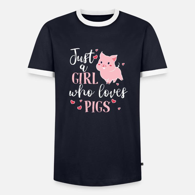 Schwein Mädchen Geschenkidee - Männer Kontrast-T-Shirt - Navy/Weiß 